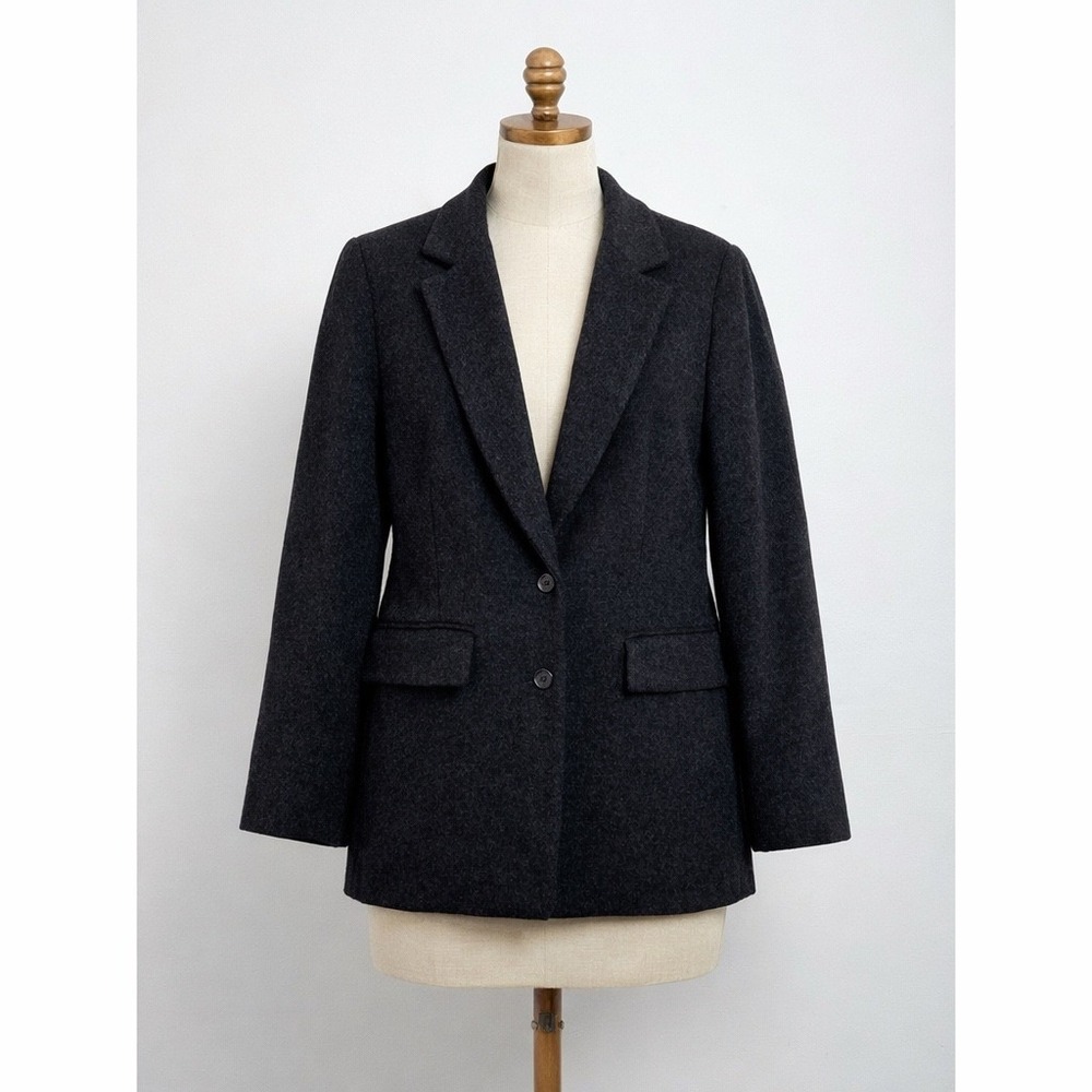 J.Crew Womens Charcoal Gray Wool Blend Two Button Blazer Jacket Petite P6